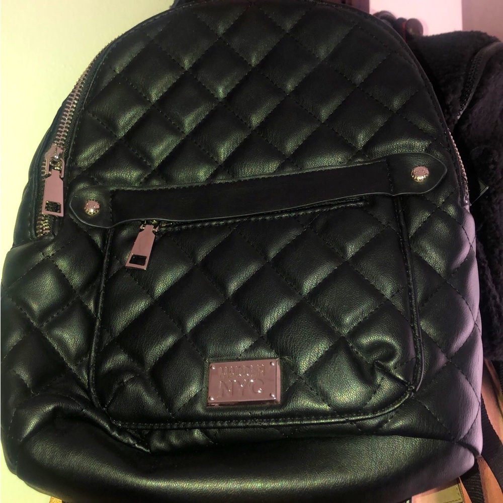 Steve Madden padded backpack purse with silver chain